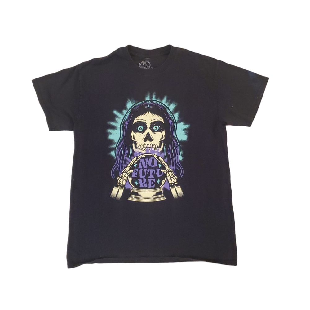 12 Oz. Soda Men's Black Skull‎ Fortune Teller No Future T-Shirt Medium